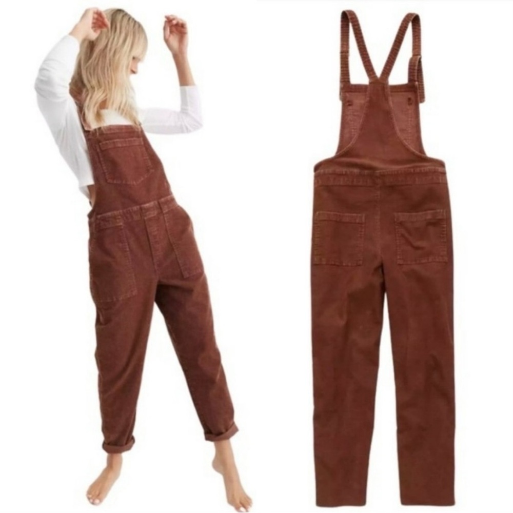 Aerie Brown Corduroy Overalls S